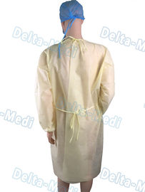 O laboratório descartável amarelo material dos PP veste o laço confortável de 2 correias de cintura sobre