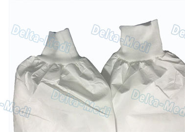 Waterproof cor feita malha/elástica protetora descartável respirável do algodão das combinações do punho do branco
