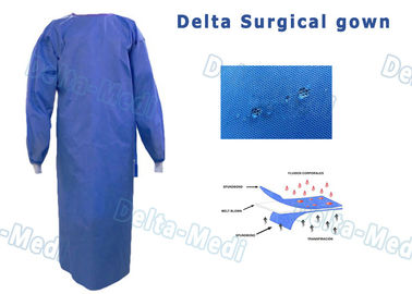 Vestido cirúrgico descartável de SMS com o punho feito malha a favor do meio ambiente