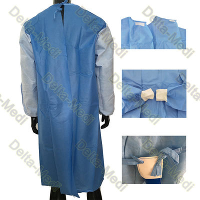 Vestido estéril descartável dos PP SMS com velcro pescoço traseiro no punho feito malha