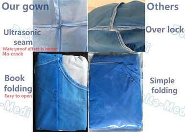 Vestidos descartáveis do exame da ligação ultrassônica, tela descartável impermeável da caixa dos vestidos de SMMS reforçada
