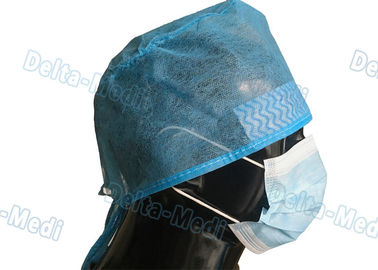 Tampões descartáveis azuis do cirurgião, chapéus cirúrgicos descartáveis dos PP/SMS com faixa