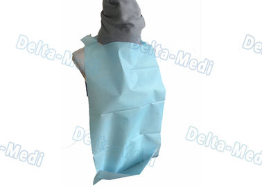 Babador dental paciente descartável branco azul com bolso do laço