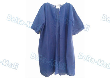 Os vestidos pacientes descartáveis da luva curto confortável, isolamento azul vestem a certificação do CE