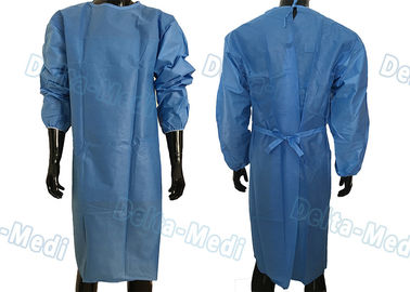 Vestidos protetores descartáveis macios, vestidos médicos descartáveis de SMS com o laço de 2 cinturas em/laço do pescoço sobre