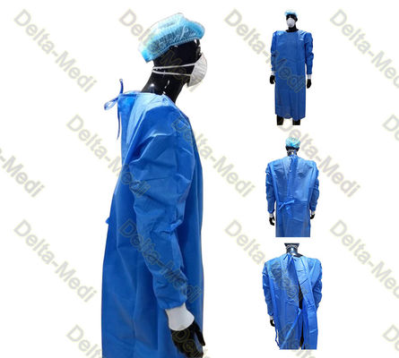 Vestidos descartáveis estéreis da cirurgia dos PP SMS com o laço pescoço traseiro no punho feito malha