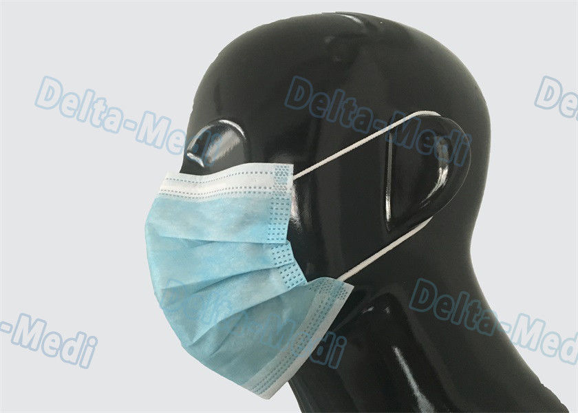 Cor azul descartável não tecida da máscara protetora de Earloop de 3 dobras para o doutor/paciente