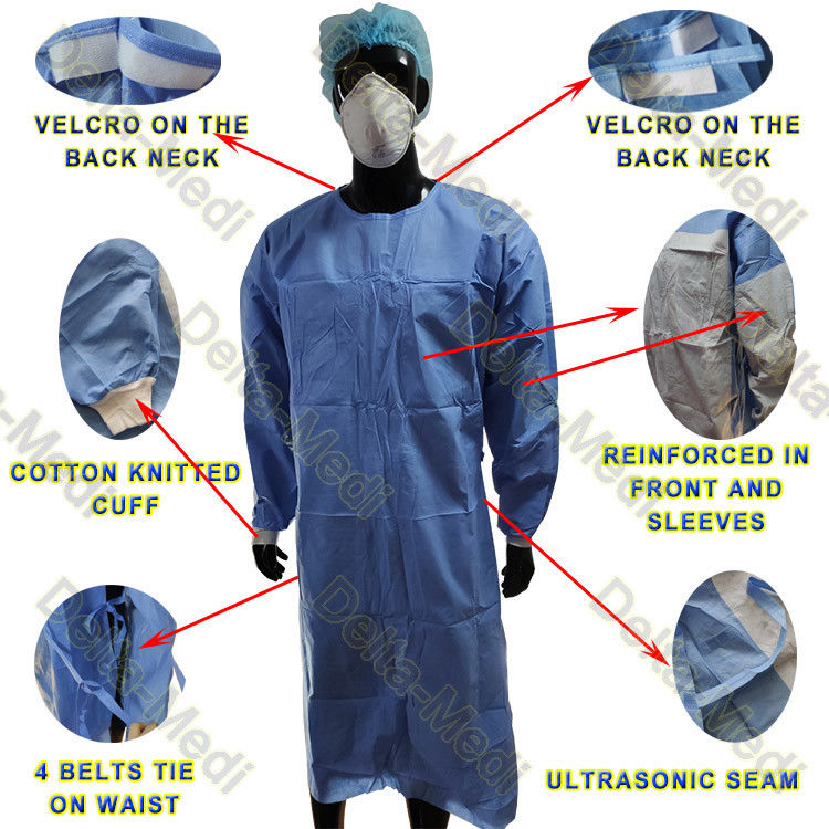 O XL M L S XXL reforçou o vestido cirúrgico descartável para hospitais